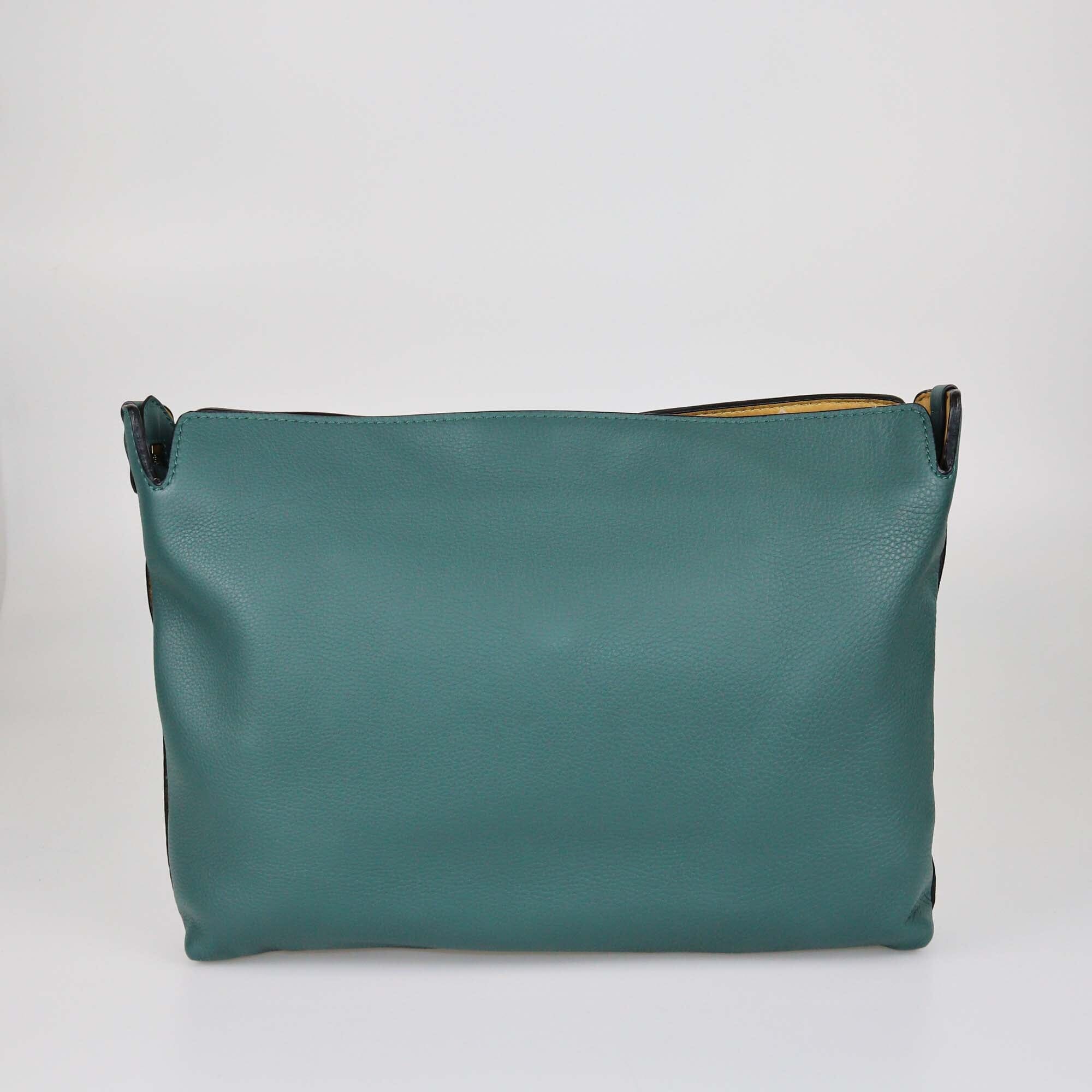 Burberry Black/Sea Green Large Marais Clutch Womens Burberry 