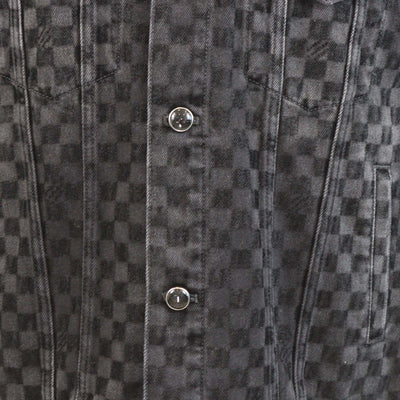 Louis Vuitton Black Washed Flocked Damier Denim Trucker Jacket