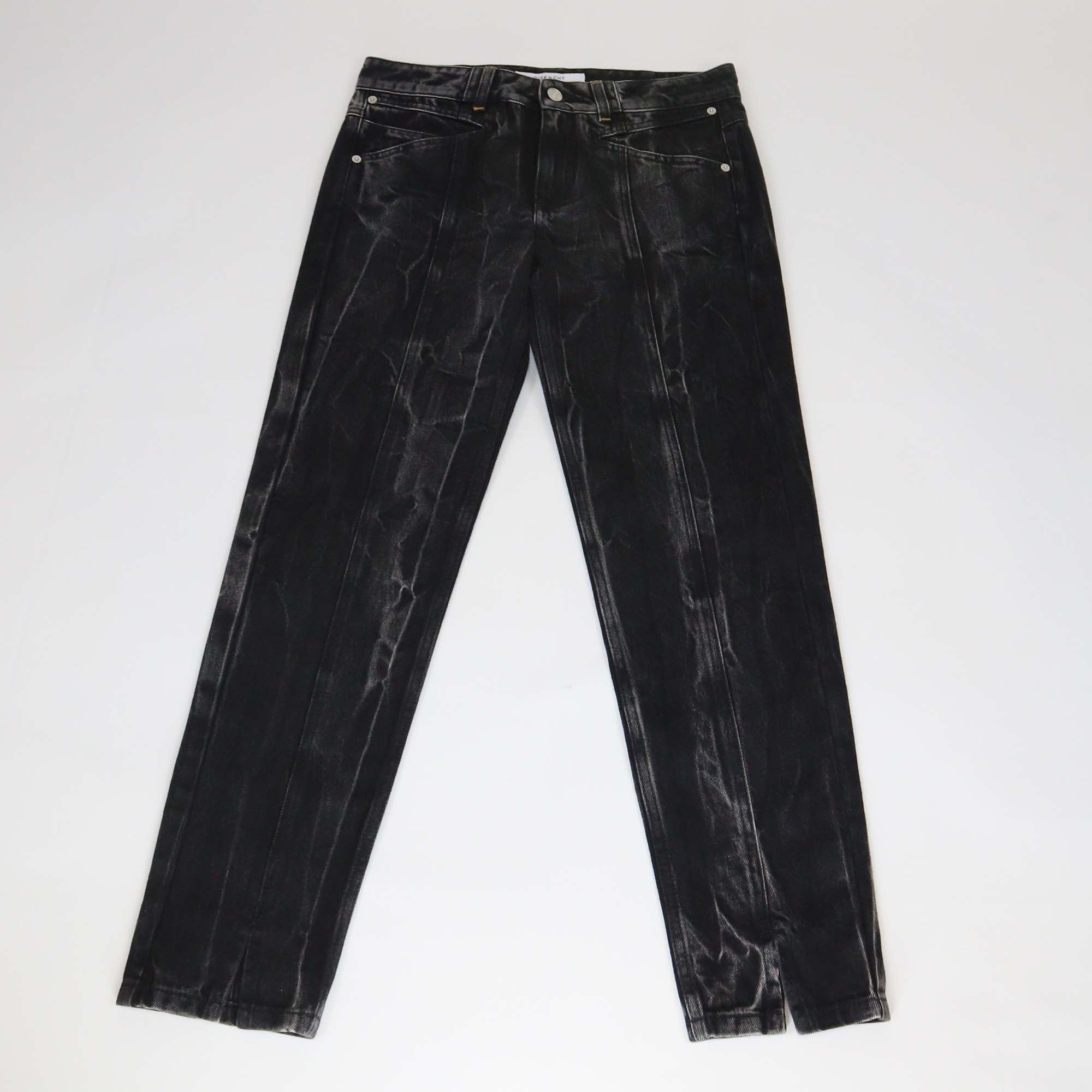 Givenchy Black Washed Denim Split Hem Pants