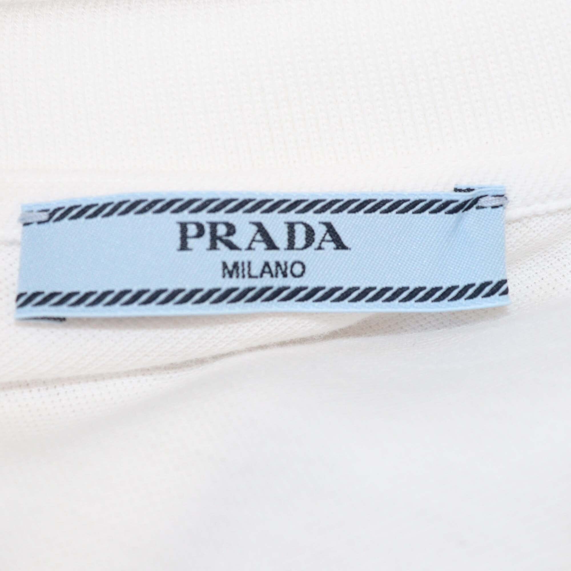 Prada White Cotton Pique Short Sleeve Polo Dress Womens Prada 