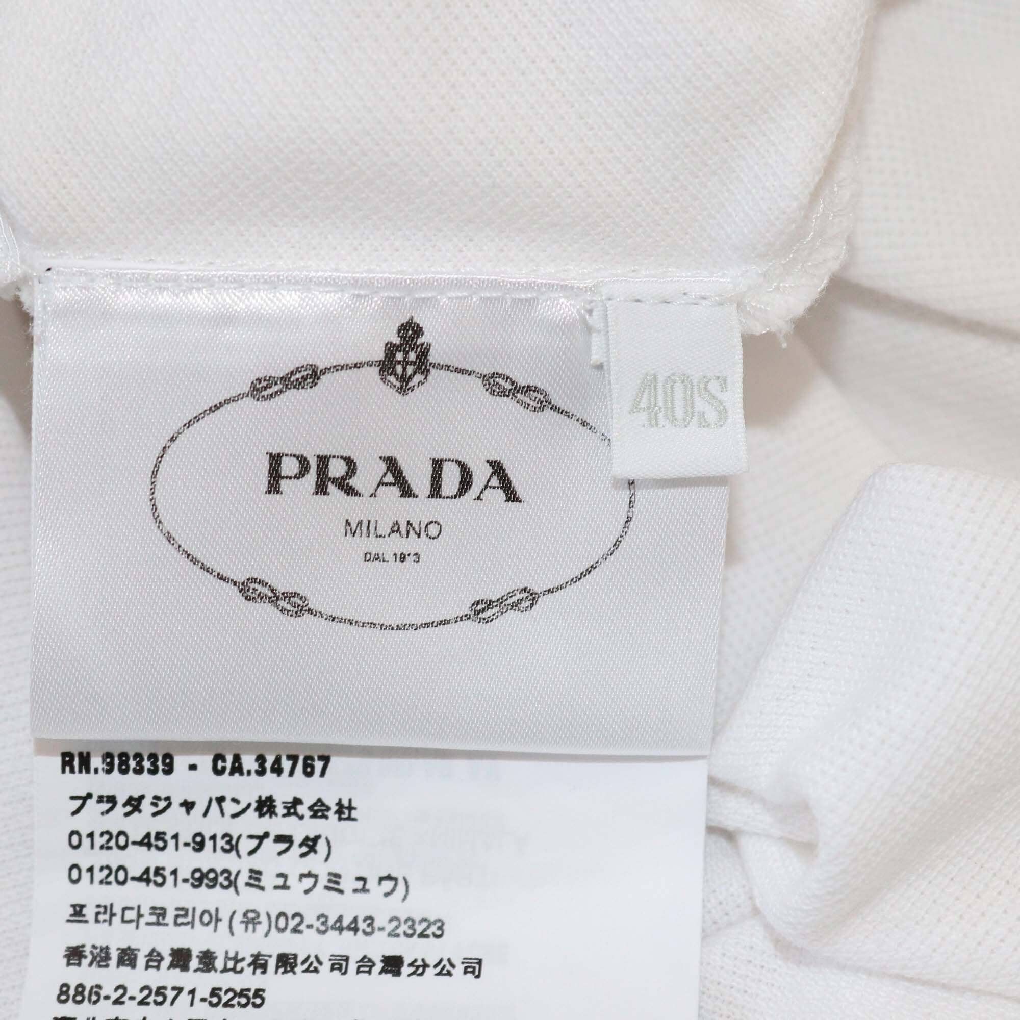 Prada White Cotton Pique Short Sleeve Polo Dress Womens Prada 