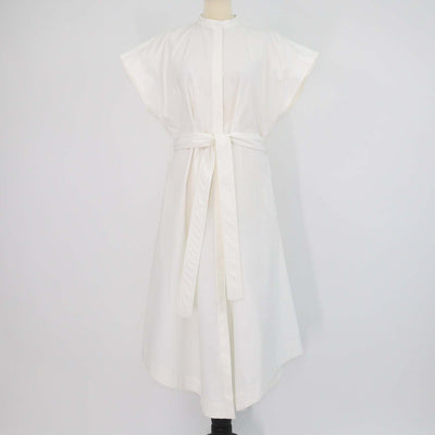Proenza Schouler Off White Blend Cotton Poplin Adinna Belted Sleeveless Midi Dress