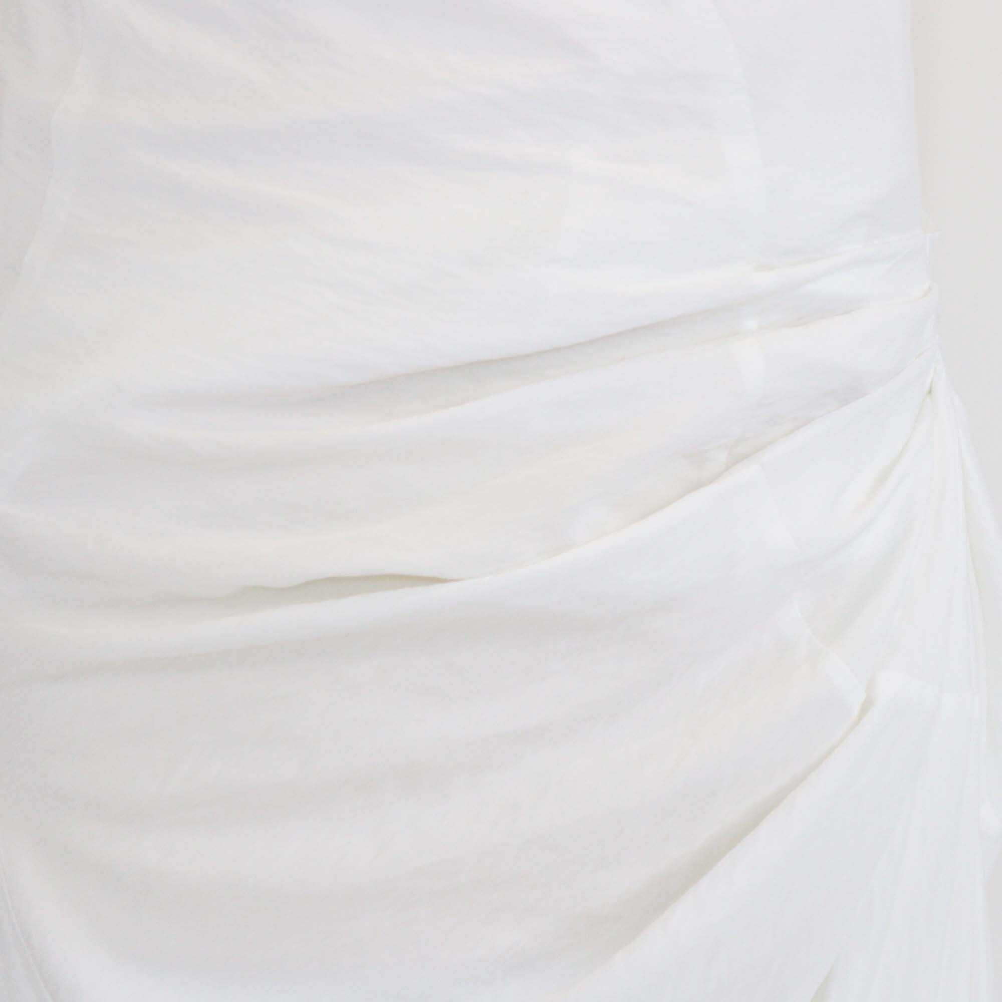 Jacquemus White Viscose Asymmetric Draped Long The Saudade Dress Womens Jacquems 