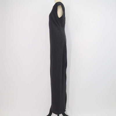 Brunello Cucinelli Dark Grey Silk Beaded Strap Sleeveless Maxi Dress