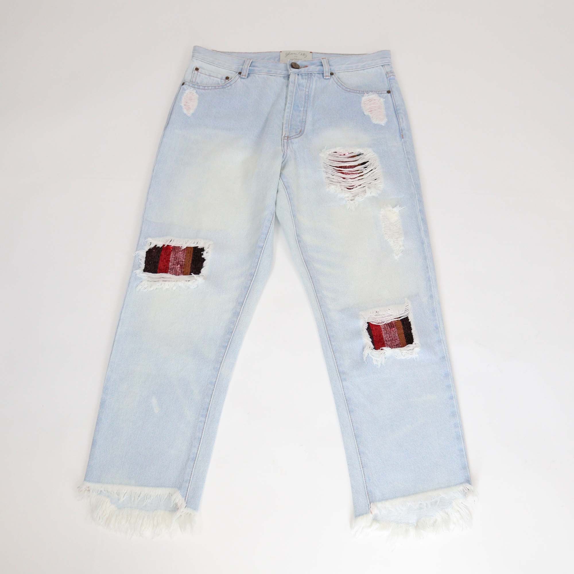 Johanna Ortiz Blue Washed Denim Sequin Taxco De Alarcon Jeans