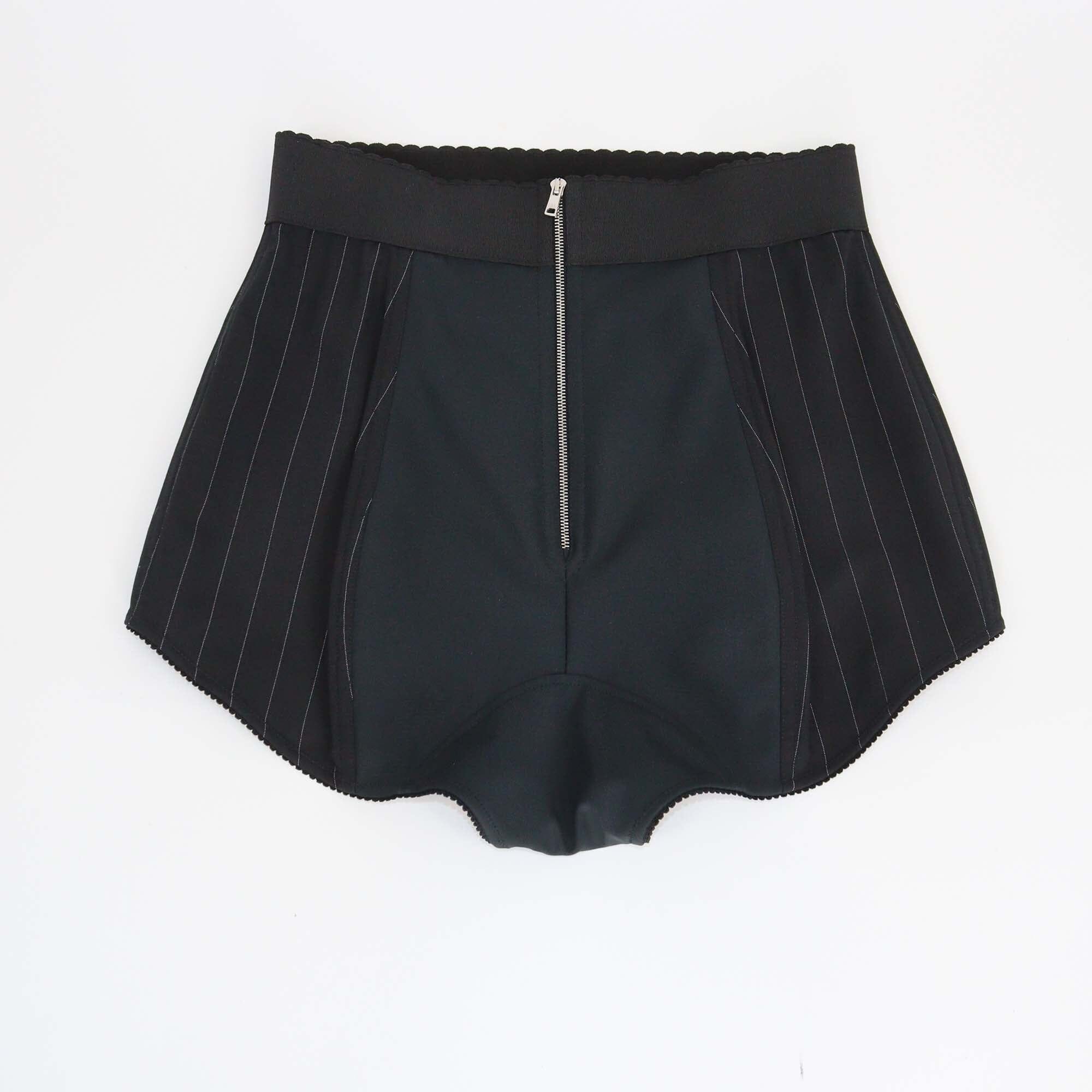 Dolce & Gabbana Blended Wool Black Pinstripe High Waisted Short Womens Dolce & Gabbana 