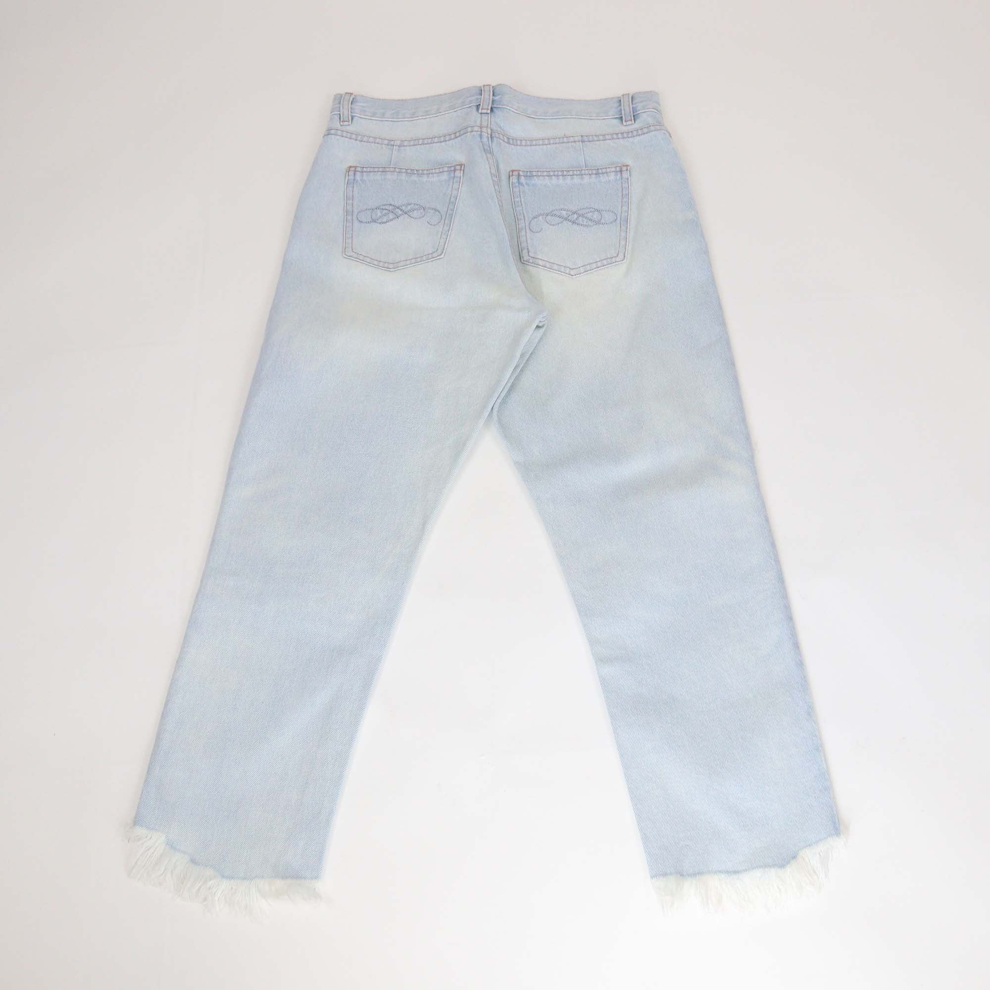 Johanna Ortiz Blue Washed Denim Sequin Taxco De Alarcon Jeans