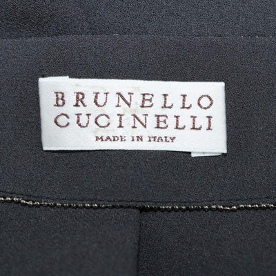 Brunello Cucinelli Dark Grey Silk Beaded Strap Sleeveless Maxi Dress