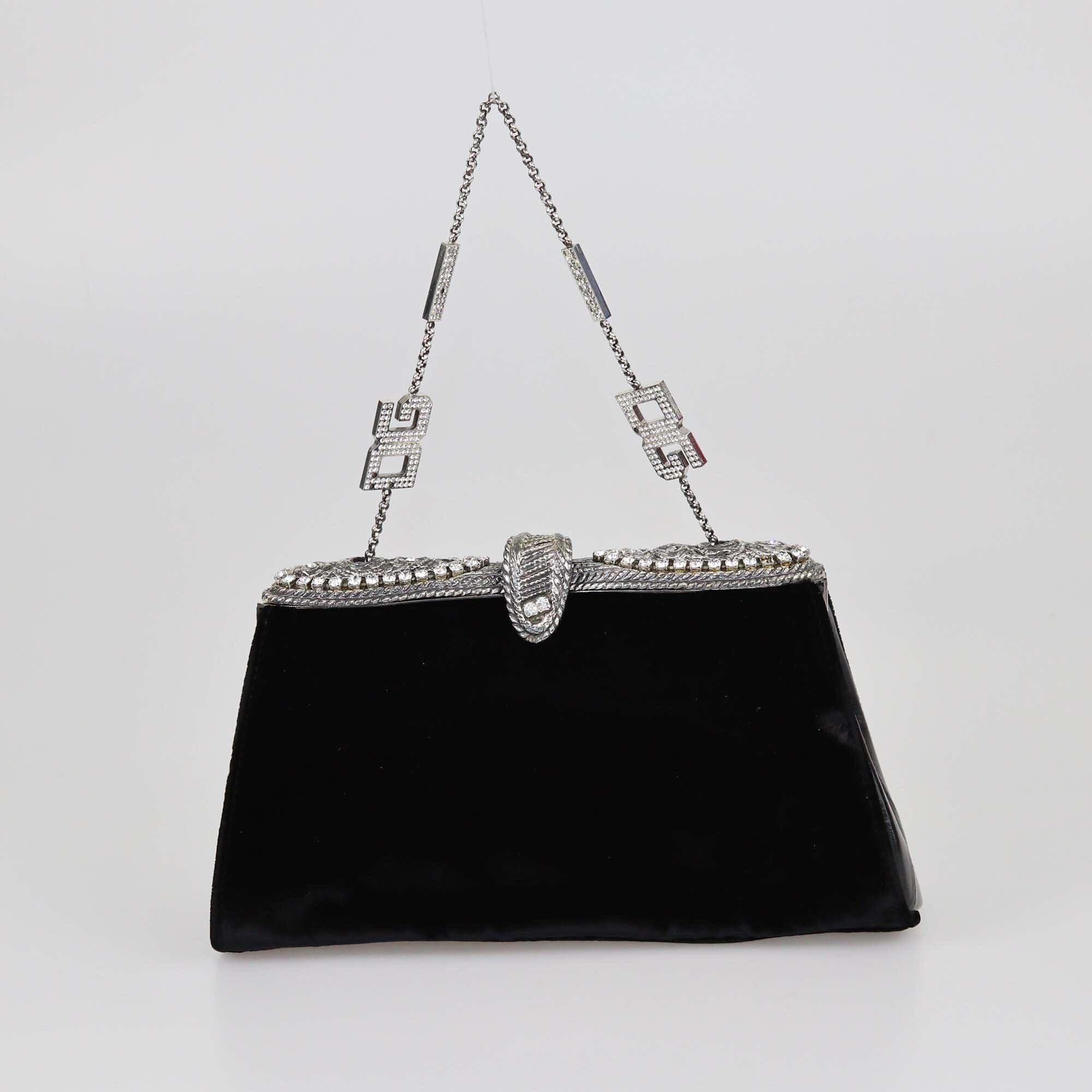 Dolce & Gabbana Black Crystal Embellishment Chain Clutch Womens Dolce & Gabbana 