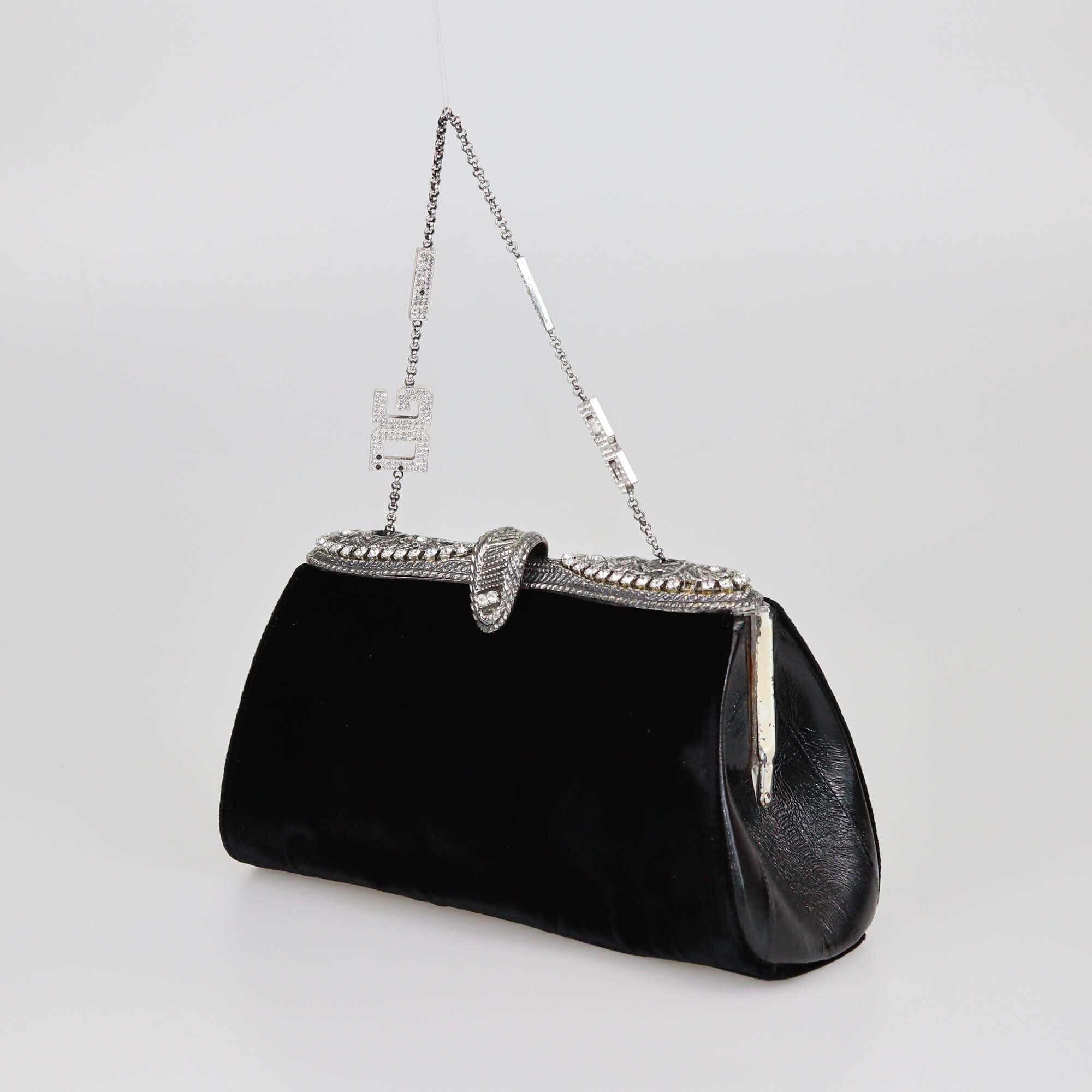 Dolce & Gabbana Black Crystal Embellishment Chain Clutch Womens Dolce & Gabbana 