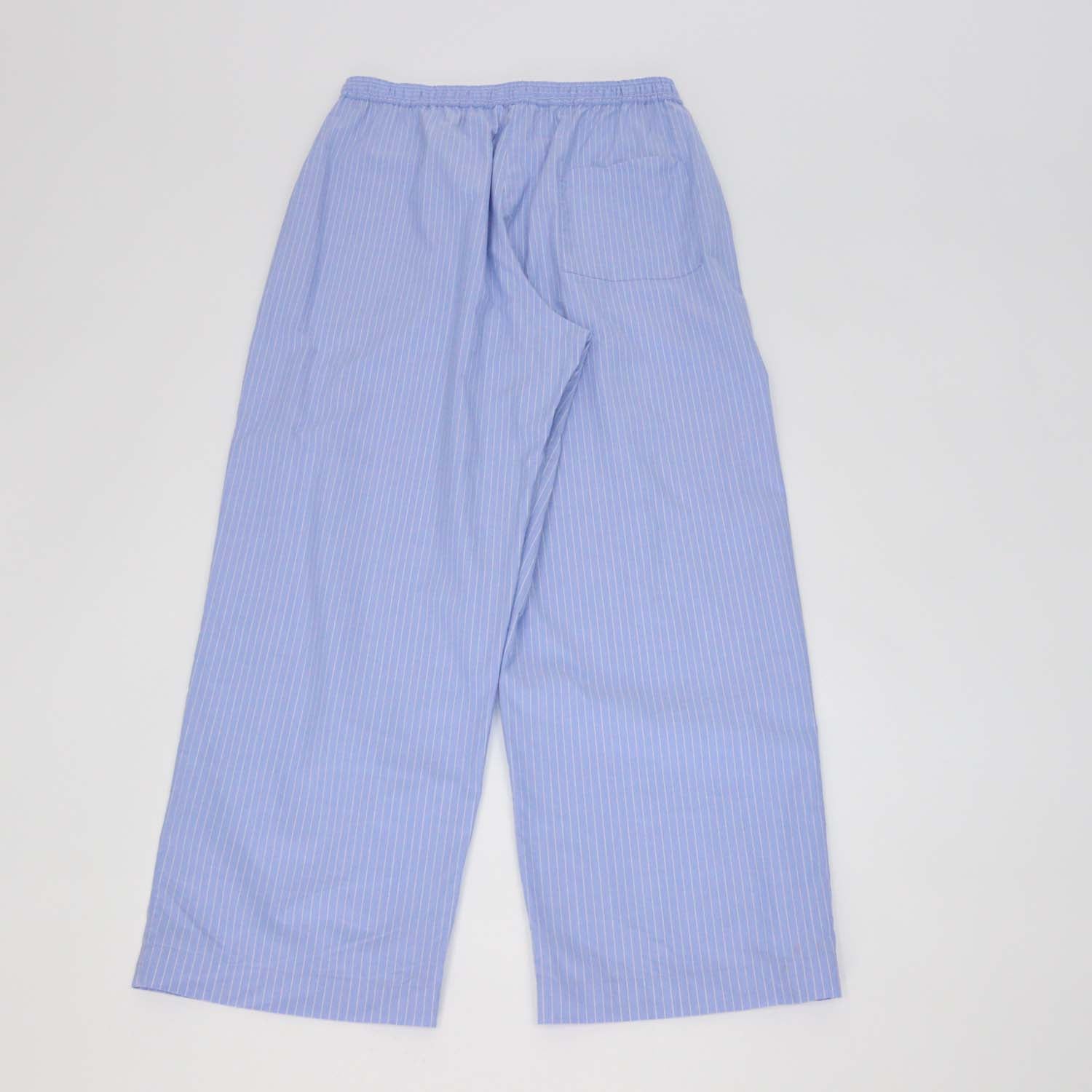 The Row Blue Cotton Orien Striped Wide Leg Trousers