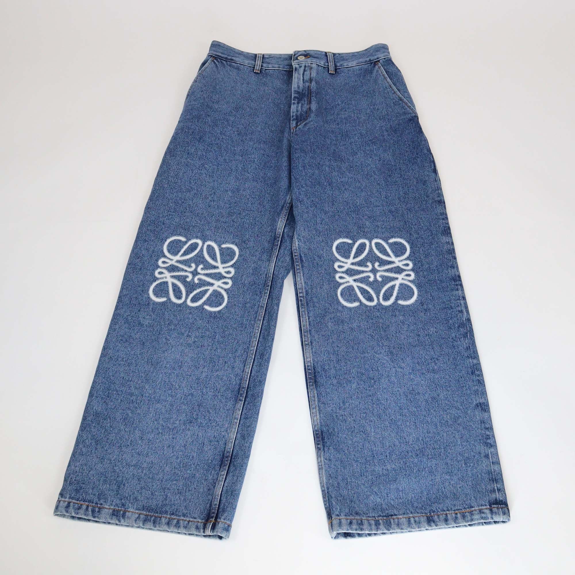 Loewe Blue Denim Anagram Baggy Pants