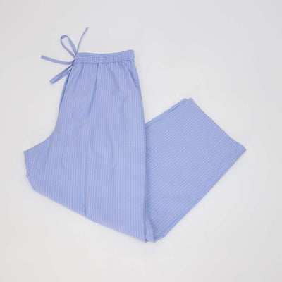 The Row Blue Cotton Orien Striped Wide Leg Trousers