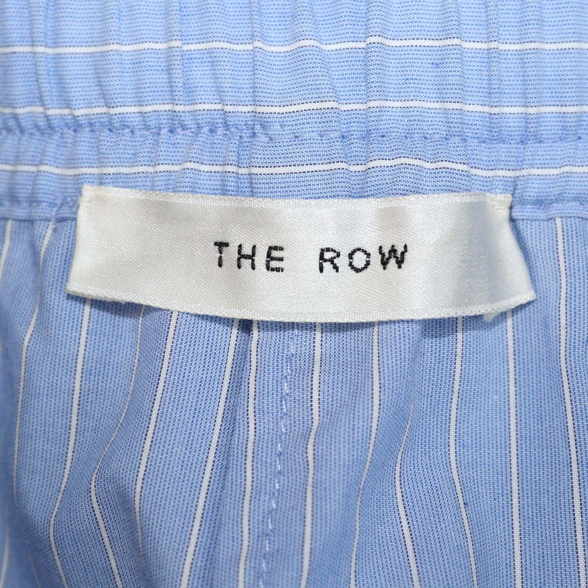 The Row Blue Cotton Orien Striped Wide Leg Trousers