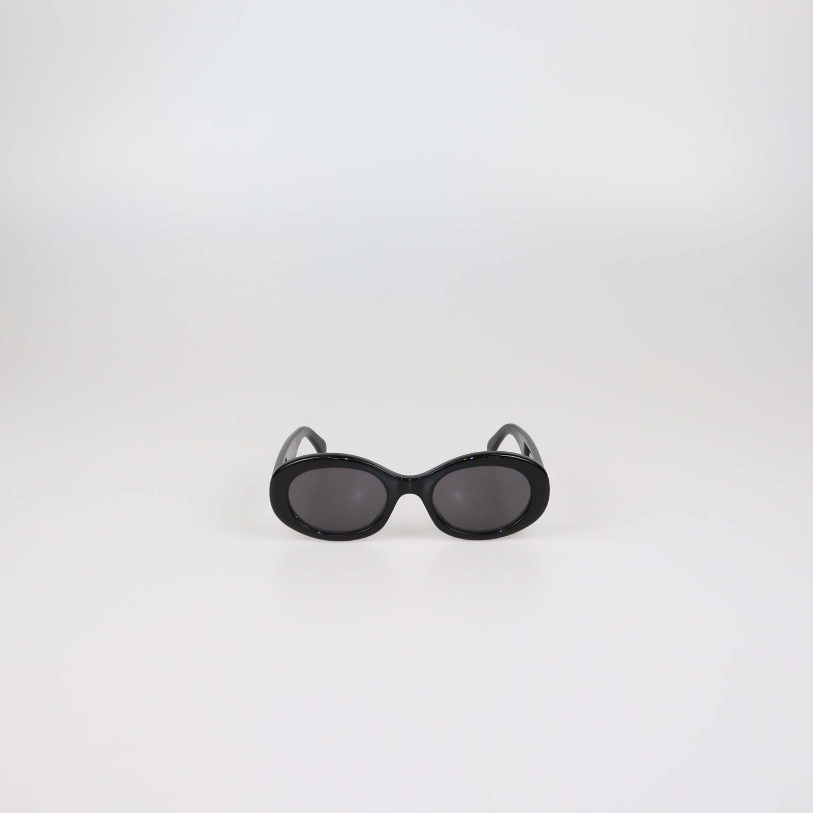 Celine Black Acetate Triomphe Oval Sunglasses