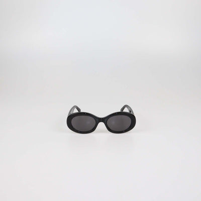 Celine Black Acetate Triomphe Oval Sunglasses
