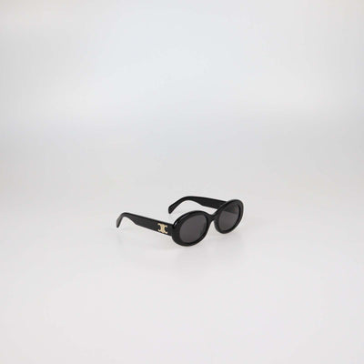 Celine Black Acetate Triomphe Oval Sunglasses