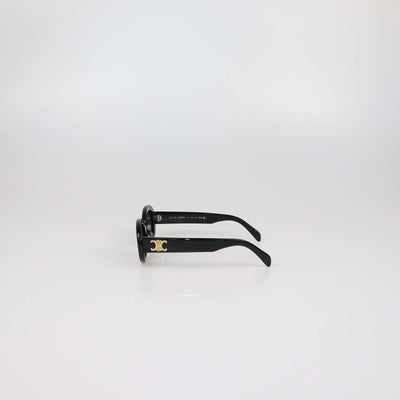 Celine Black Acetate Triomphe Oval Sunglasses