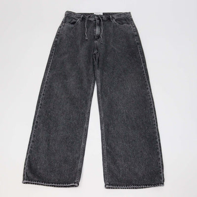 Rag & Bone Wash Black Denim Phoebe Drawstring Wide Leg Pants