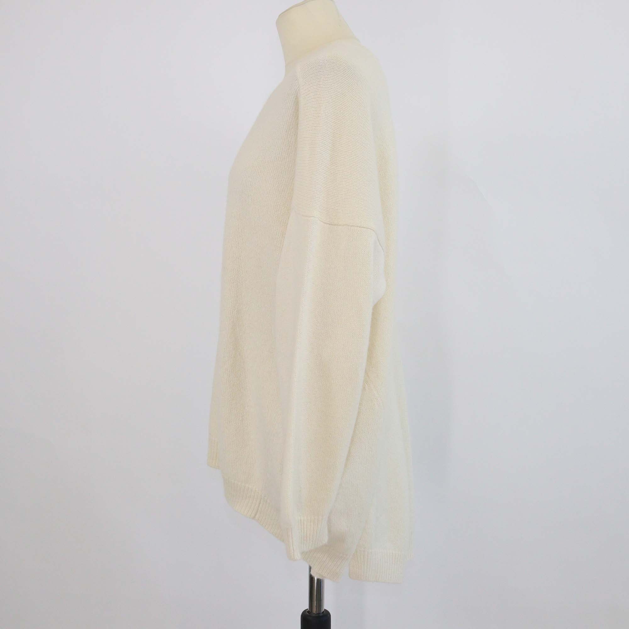 Valentino Cream Cashmere One Studded Oversized Sweater