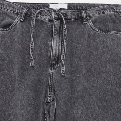 Rag & Bone Wash Black Denim Phoebe Drawstring Wide Leg Pants