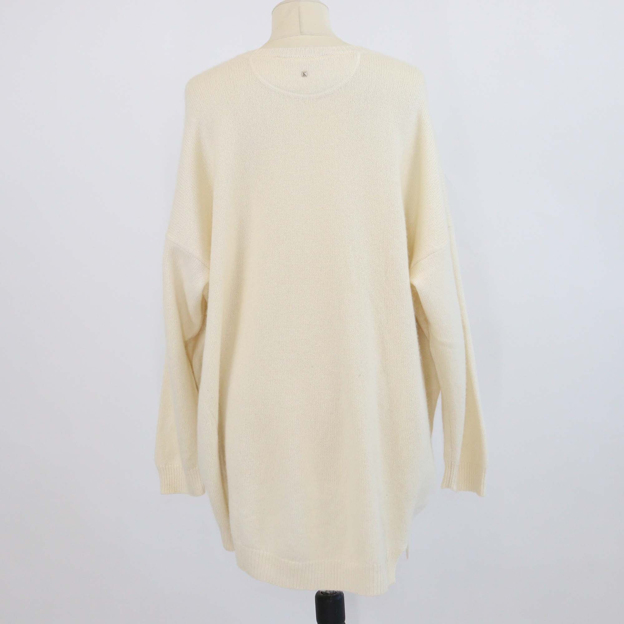 Valentino Cream Cashmere One Studded Oversized Sweater