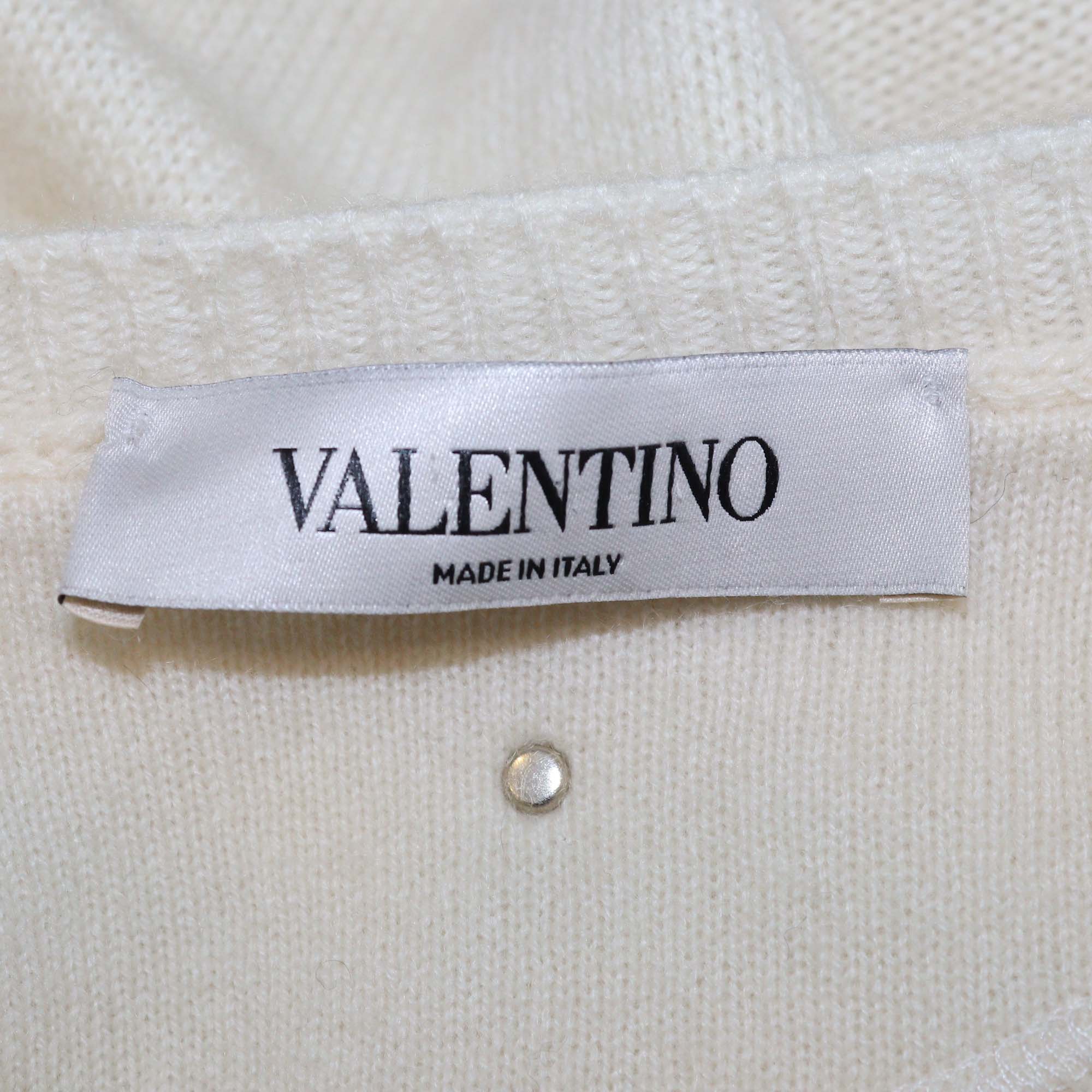 Valentino Cream Cashmere One Studded Oversized Sweater