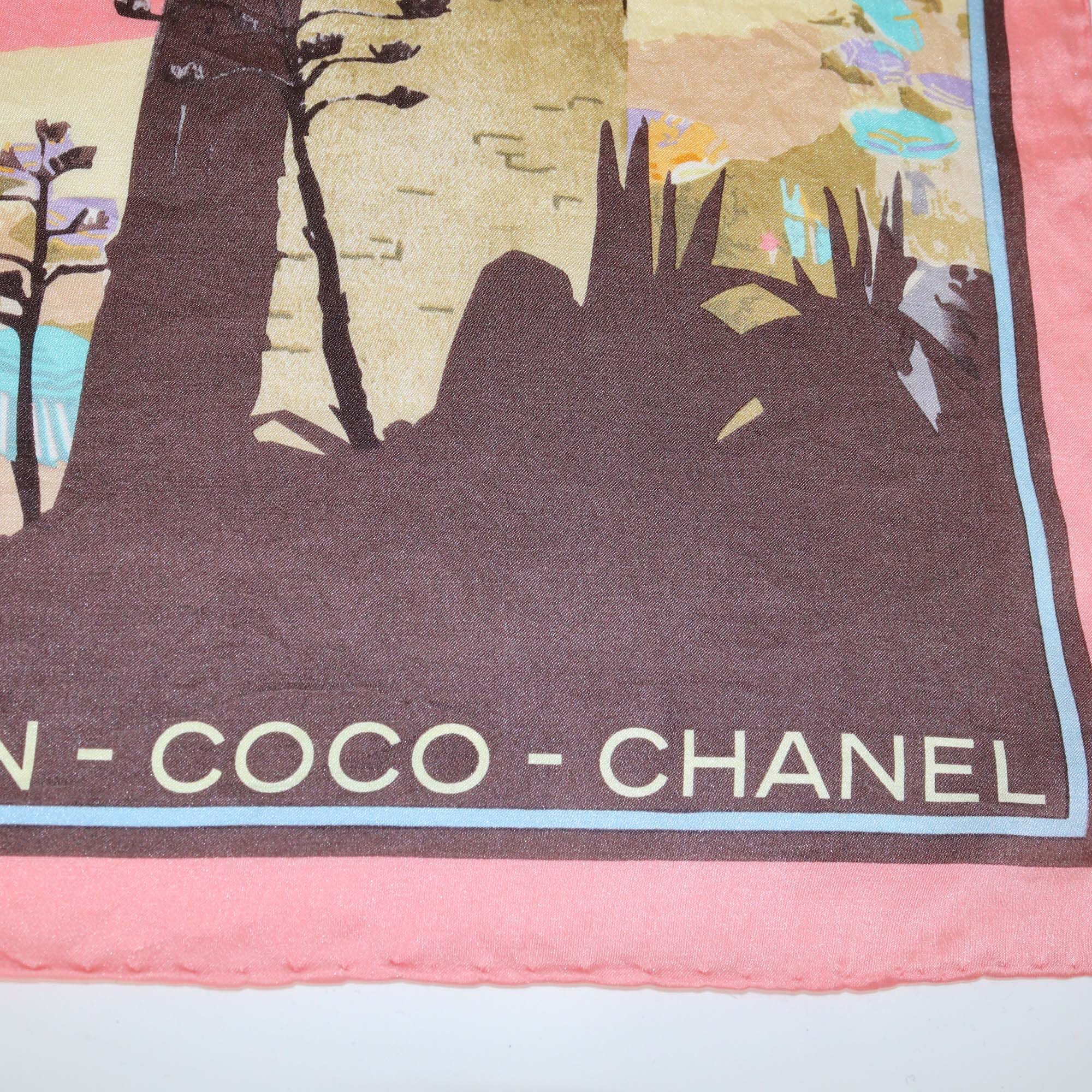 Chanel Multicolor By The Blue Train Coco Silk Scarf Womens Chanel 
