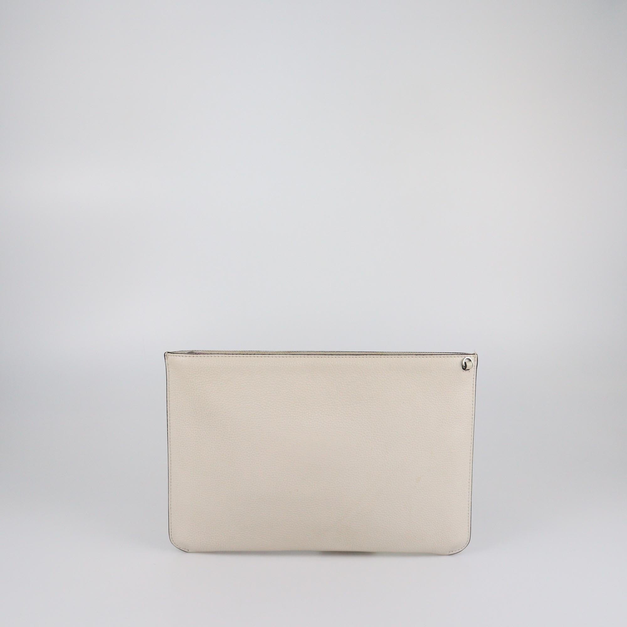 Christian Louboutin Brown/Off White Pony Hair Studded Clutch Womens Christian Louboutin 