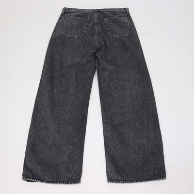 Rag & Bone Wash Black Denim Phoebe Drawstring Wide Leg Pants