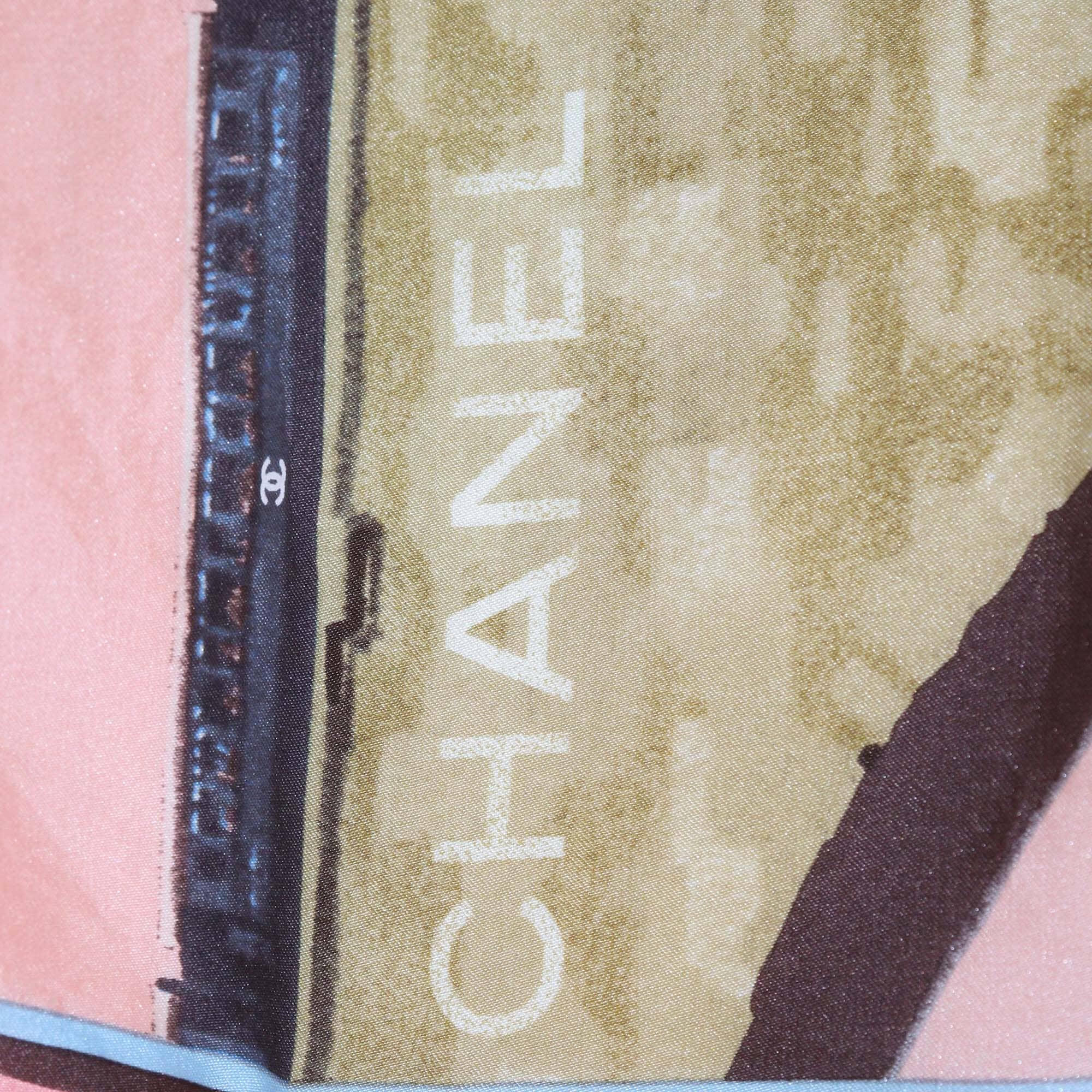 Chanel Multicolor By The Blue Train Coco Silk Scarf Womens Chanel 