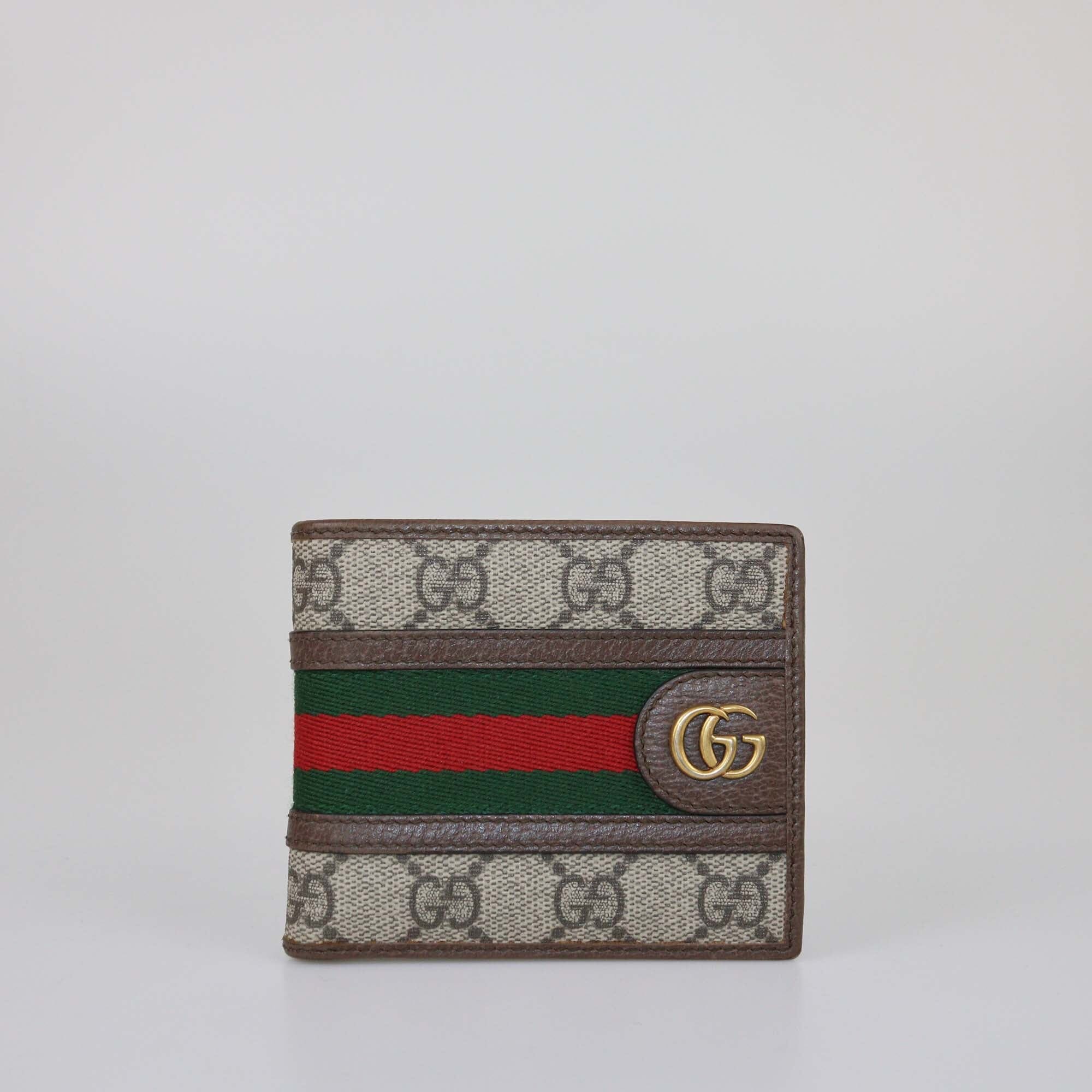 Gucci Brown/Beige GG Supreme Ophidia Bifold Wallet Mens Gucci 