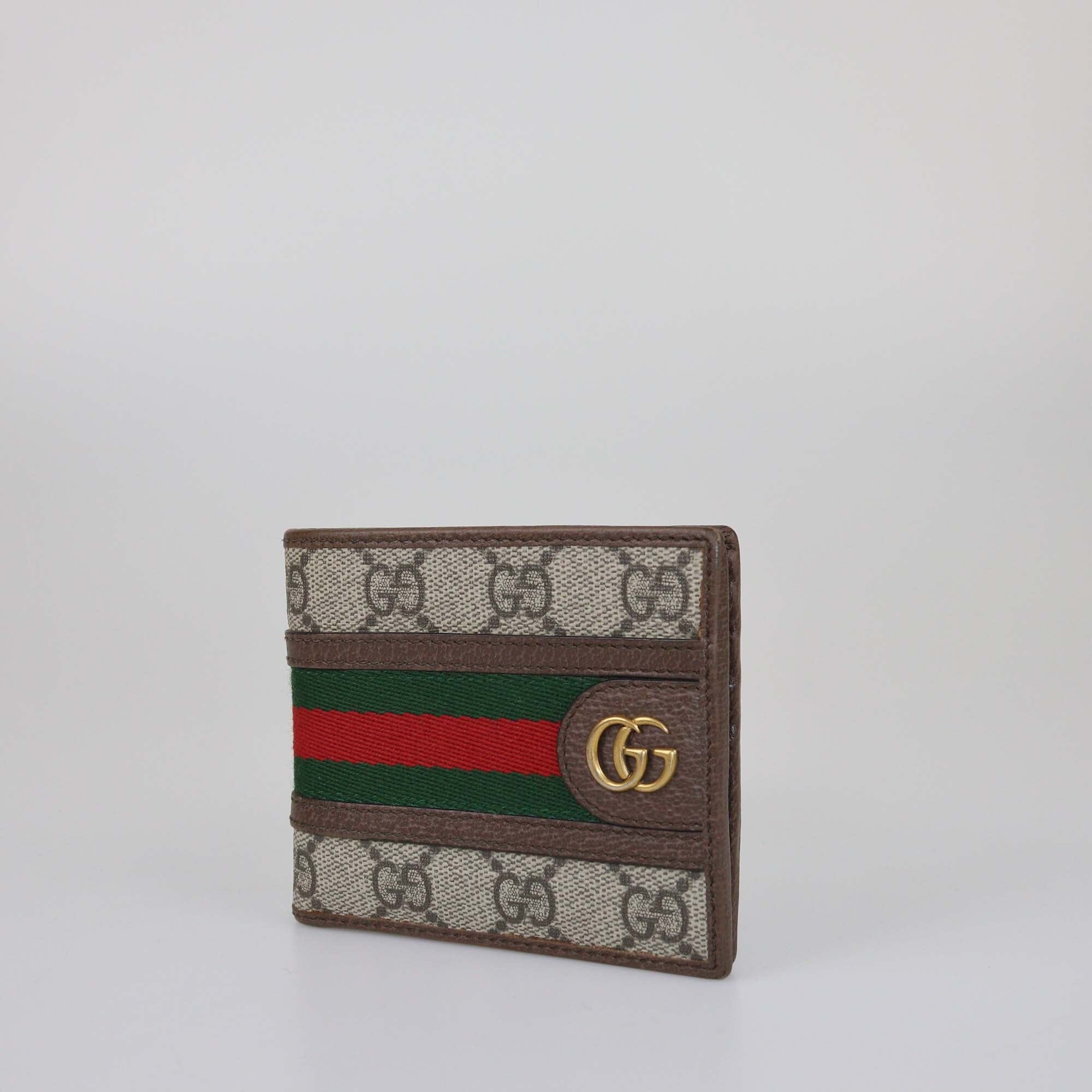 Gucci Brown/Beige GG Supreme Ophidia Bifold Wallet Mens Gucci 