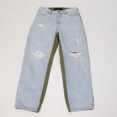 Denim X Alexander Wang Washed Blue/Khaki Slack Mix Distressed Pants