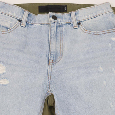 Denim X Alexander Wang Washed Blue/Khaki Slack Mix Distressed Pants