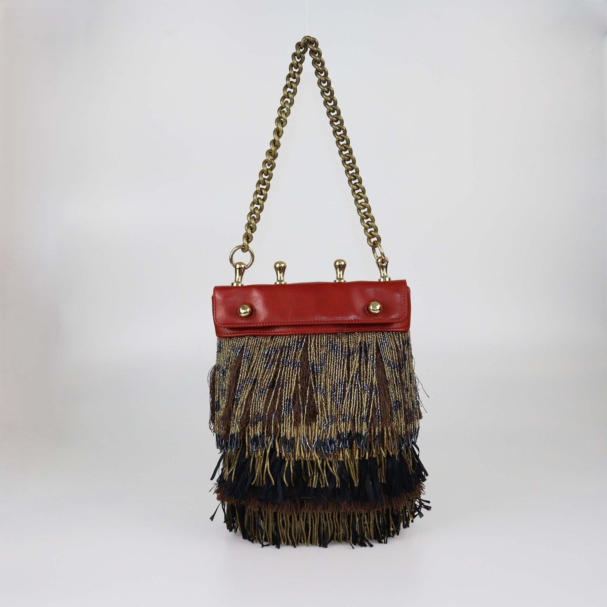 Etro Multicolor Beaded Fringe Shoulder Bag Womens Etro 