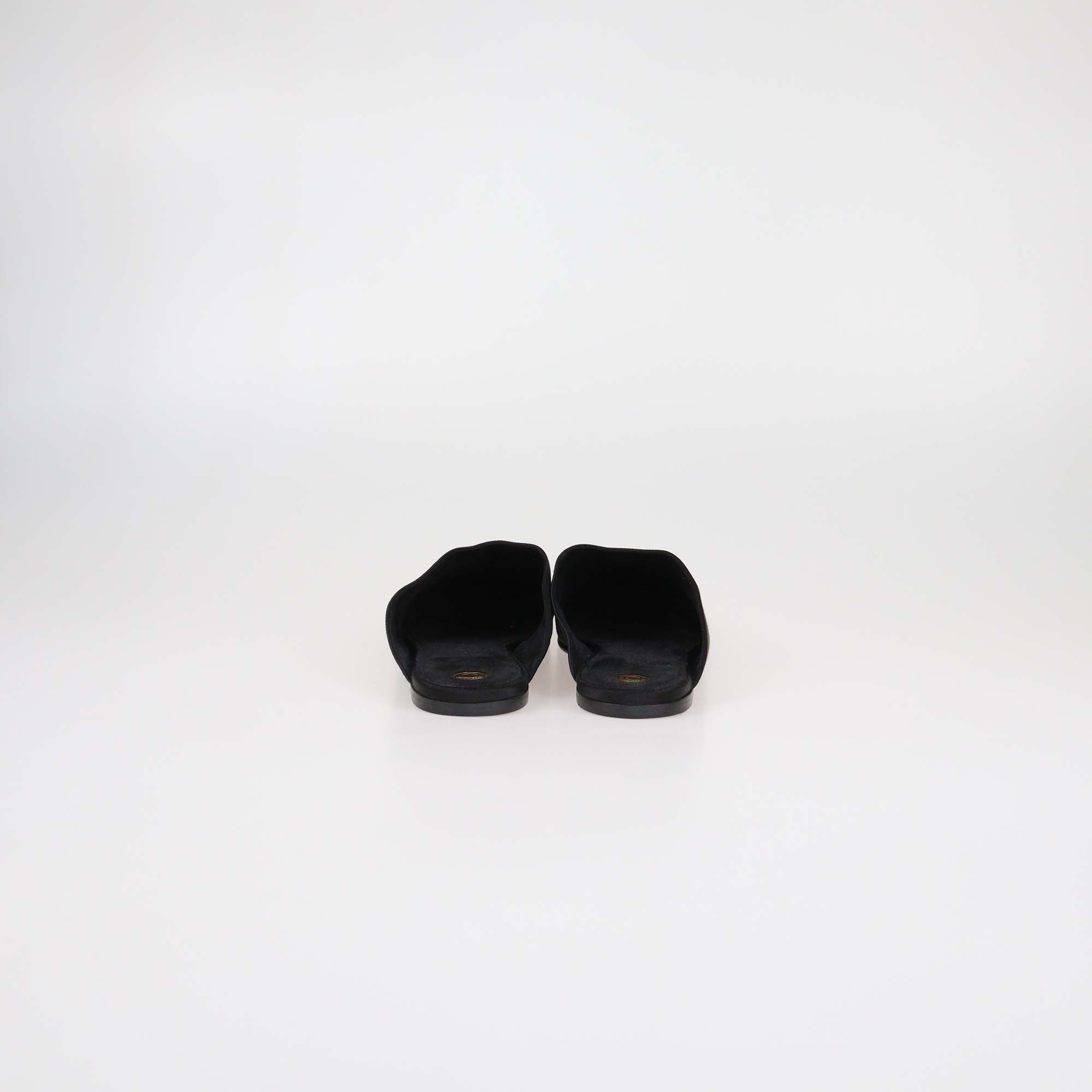Loro Piana Black Satin Alba Flat Mules