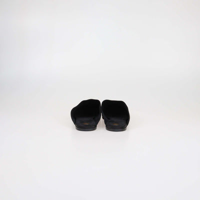 Loro Piana Black Satin Alba Flat Mules