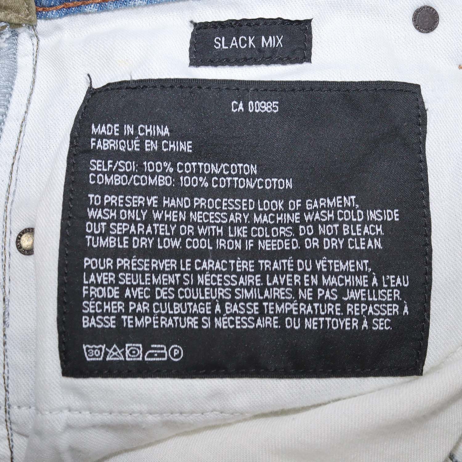 Denim X Alexander Wang Washed Blue/Khaki Slack Mix Distressed Pants