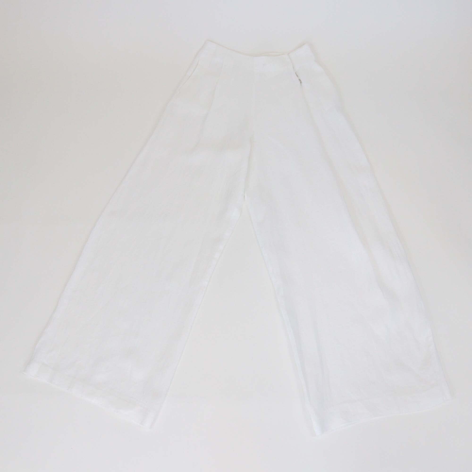 Loro Piana White Linen Wide Leg Trouser Womens Loro Piana 
