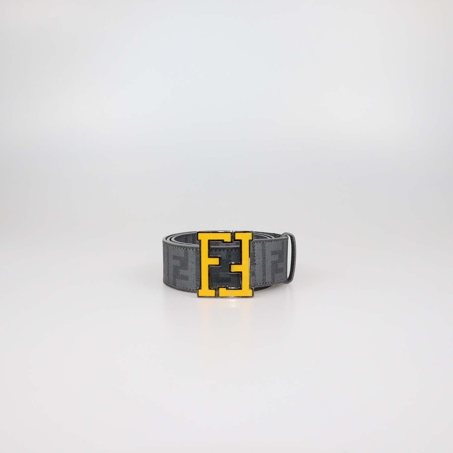 Fendi Grey Zucca Coated Canvas Enamel FF Buckle Belt