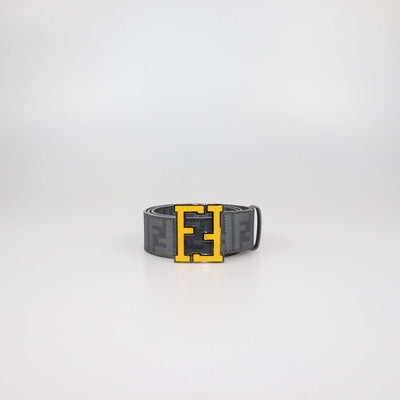 Fendi Grey Zucca Coated Canvas Enamel FF Buckle Belt