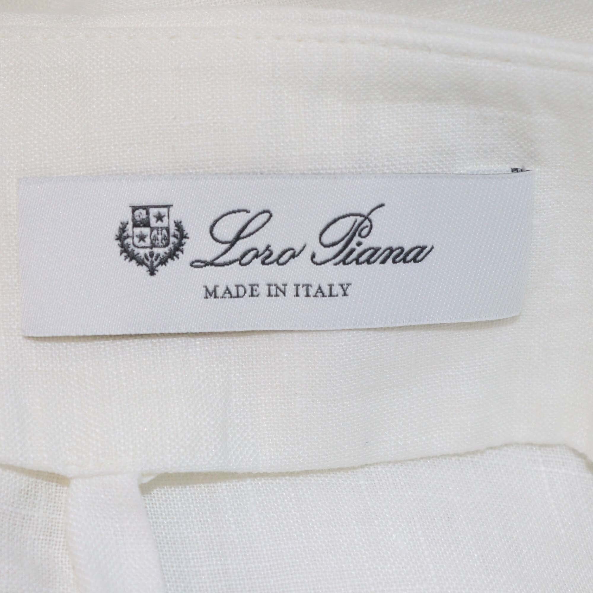 Loro Piana White Linen Wide Leg Trouser Womens Loro Piana 