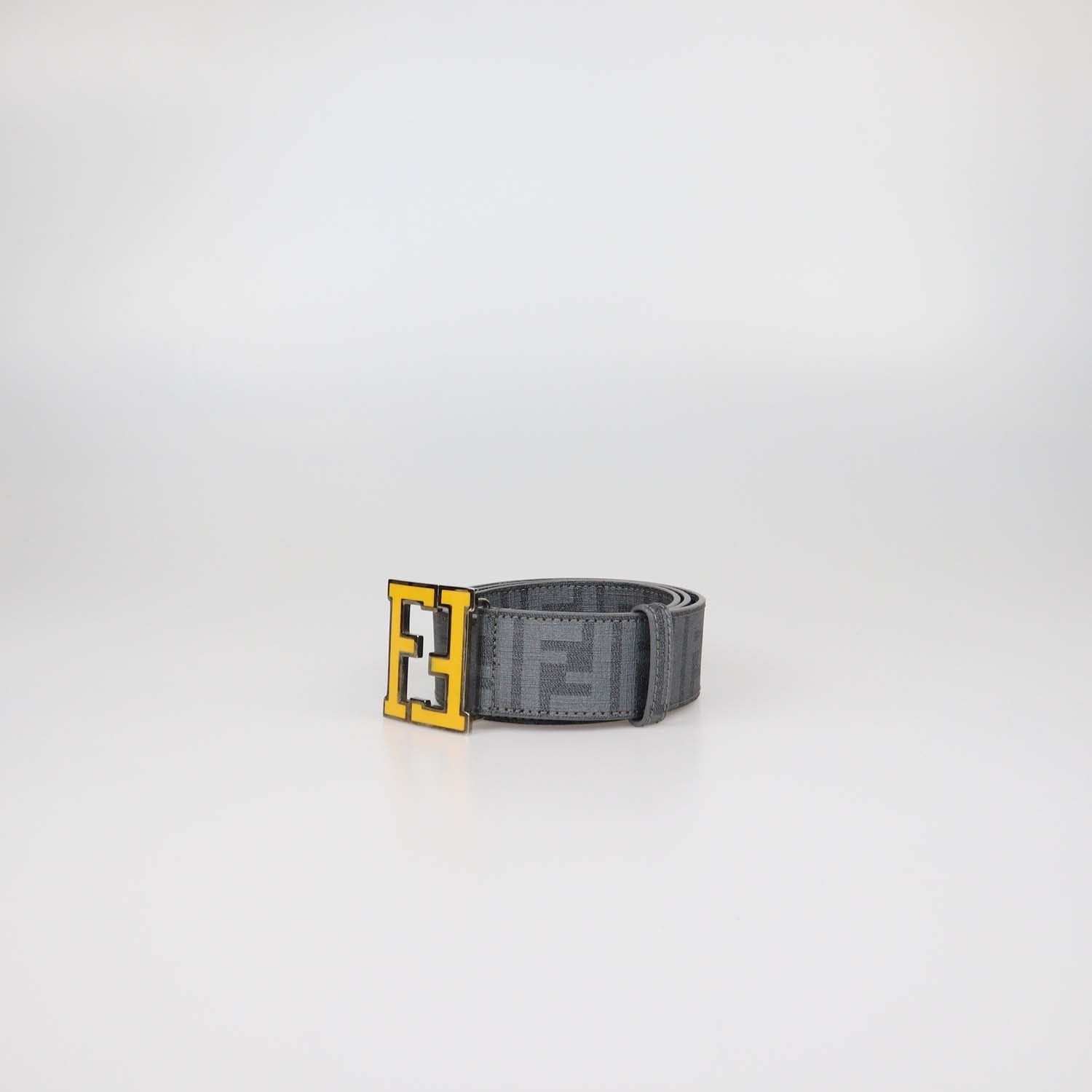 Fendi Grey Zucca Coated Canvas Enamel FF Buckle Belt