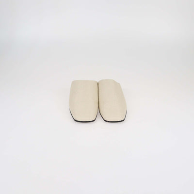 Loro Piana Beige Canvas Alba Flat Mules