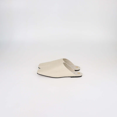 Loro Piana Beige Canvas Alba Flat Mules