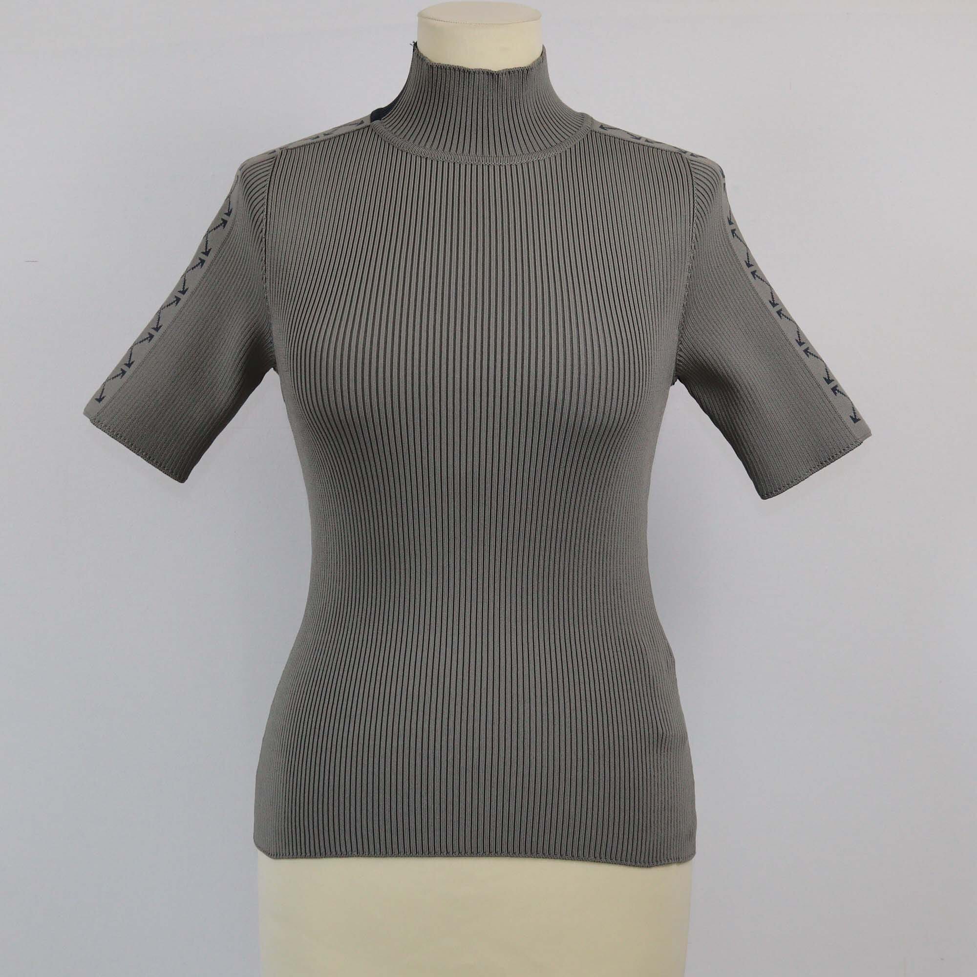 Off-White Two Tone Grey Turtle Neck Knitted Top Womens Off White 