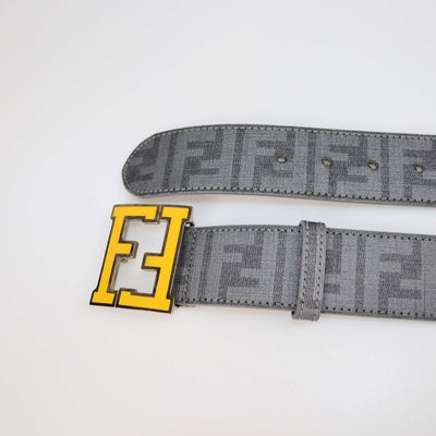 Fendi Grey Zucca Coated Canvas Enamel FF Buckle Belt