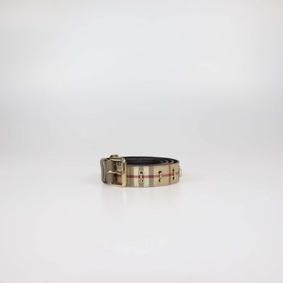 Burberry Beige Haymarket Coated Canvas Grommet Belt