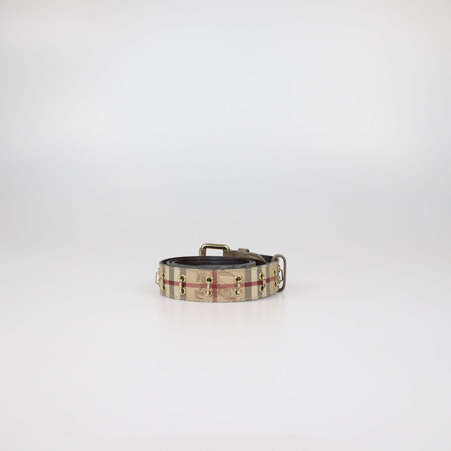 Burberry Beige Haymarket Coated Canvas Grommet Belt